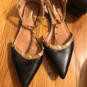 Halogen brown and black studded flats